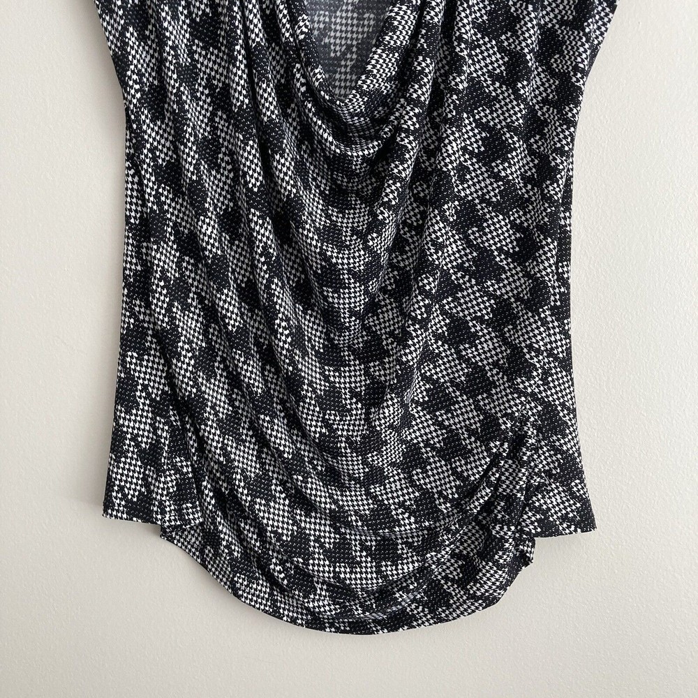 Lane Bryant Womens Size 14/16 Pullover Houndstooth Short Sleeve Top Draped Neck - Picture 5 of 8